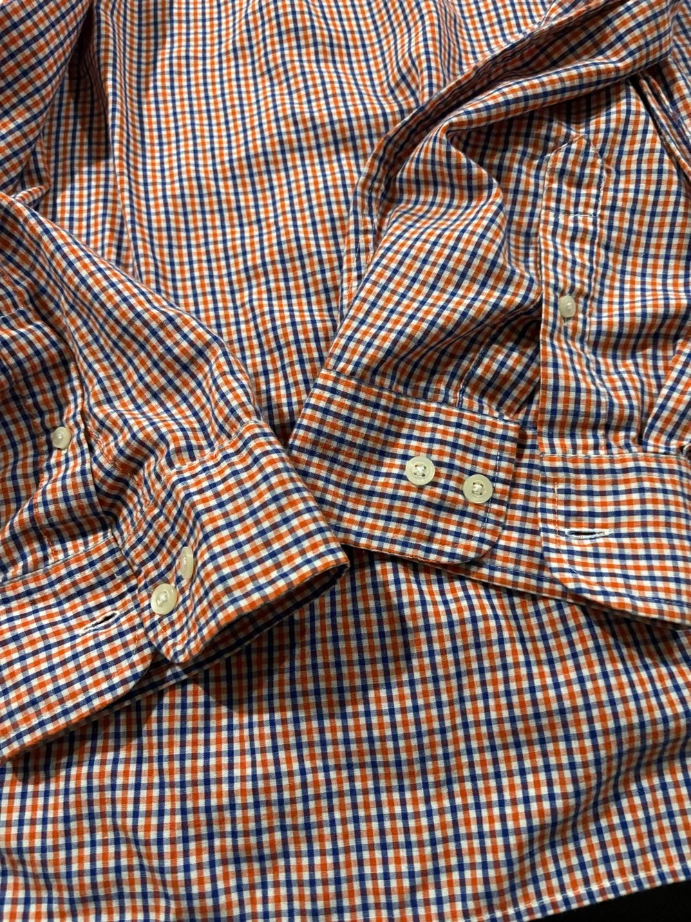 Saddlebred Orange and Blue Micro-Check Button-Down Shirt 3XL Tall